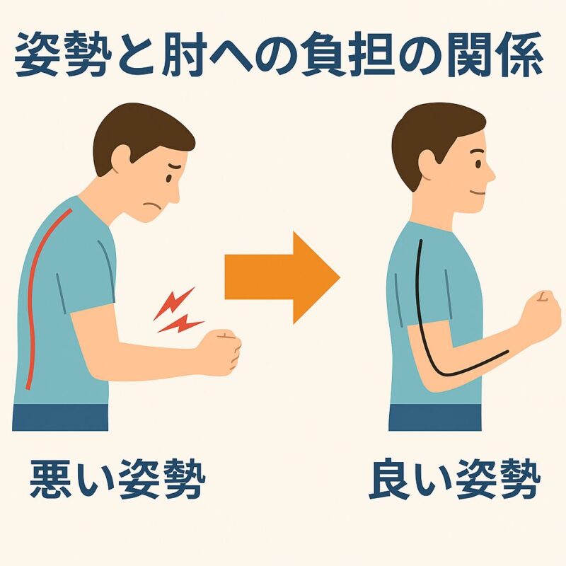 姿勢と肘への負担の関係